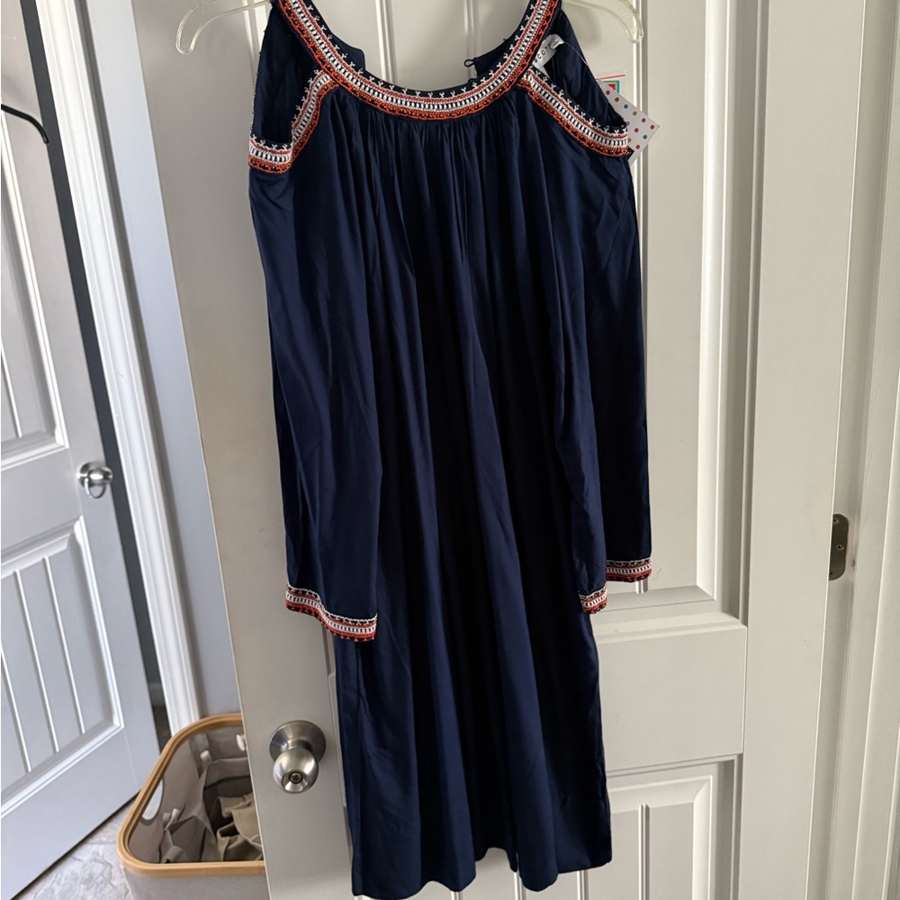 Gretchen Scott Designs Navy Cold Shoulder Dress